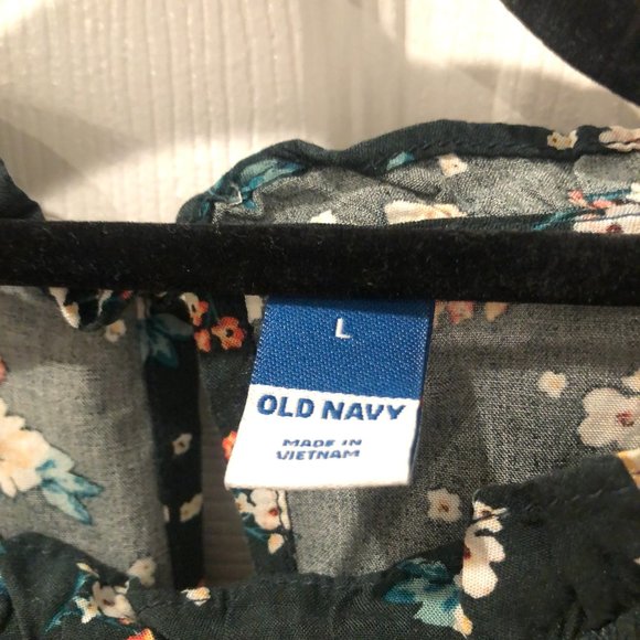 Old Navy Green Floral Peasant Blouse Size Large - Picture 5 of 7